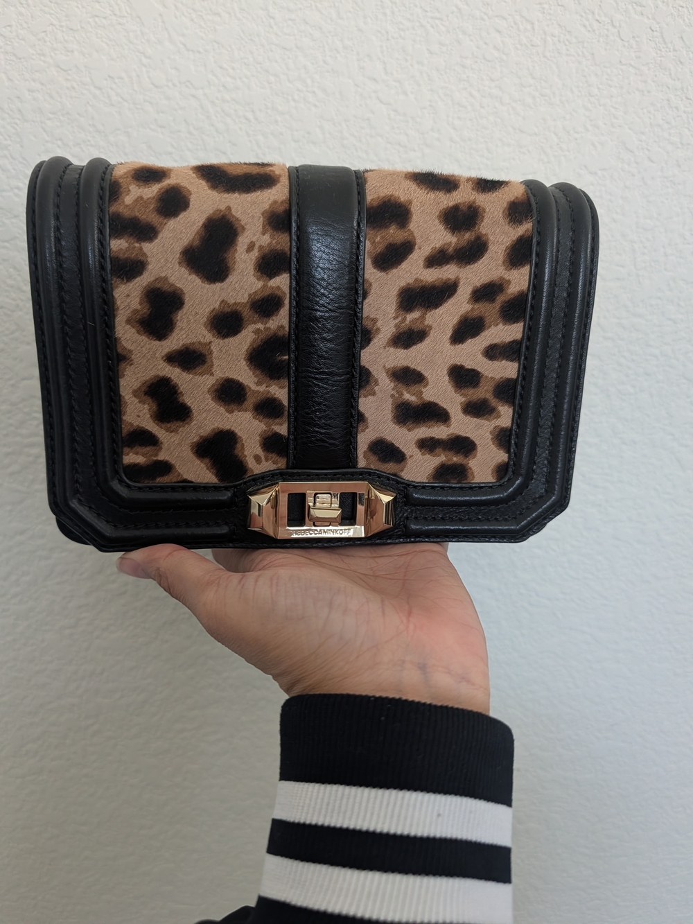 Rebecca Minkoff Leopard Print Crossbody Bag with Black Trim